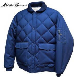 Eddie Bauer Vintage 1936 Skyliner Model Down Jacket Navy Quilted  Mens | Size LT